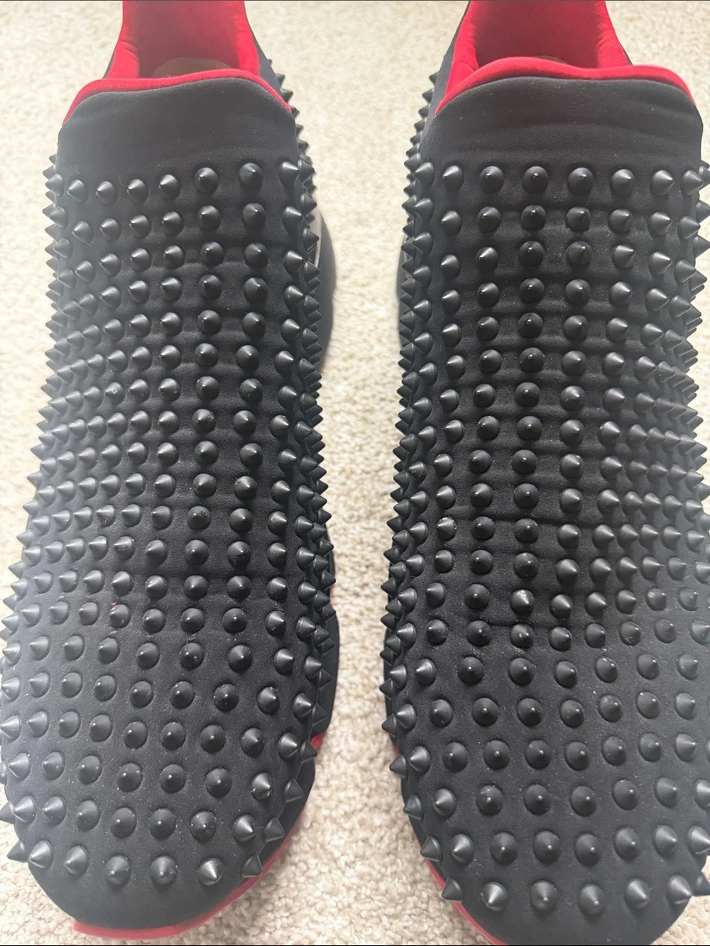 Black and Red Studded Slip-On Men’s Shoes